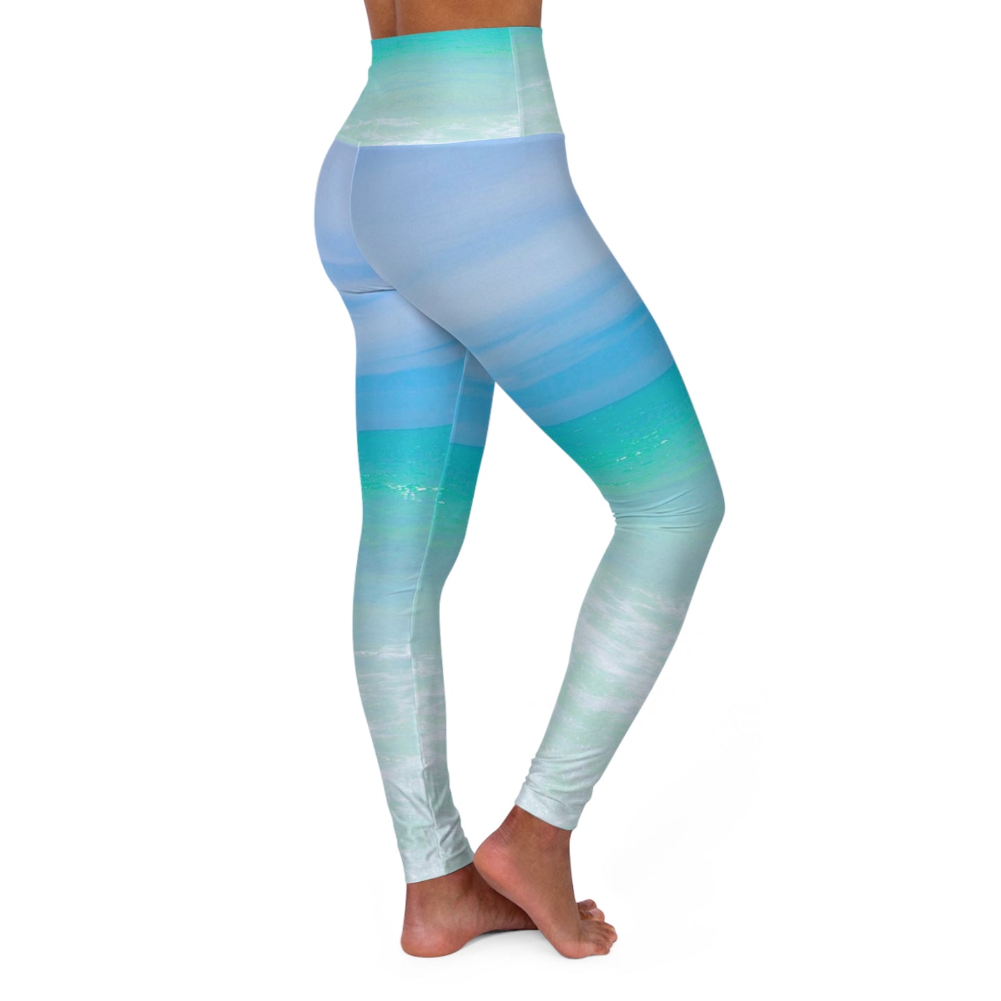 Blue Ocean Yoga Leggings, Ocean Inspired High Waisted, Women's Active Leggings, Workout Pants, Gym Bottoms, Yoga Clothing, Beachwear