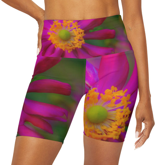 High Waisted Yoga Shorts| Floral Yoga Shorts| Pink