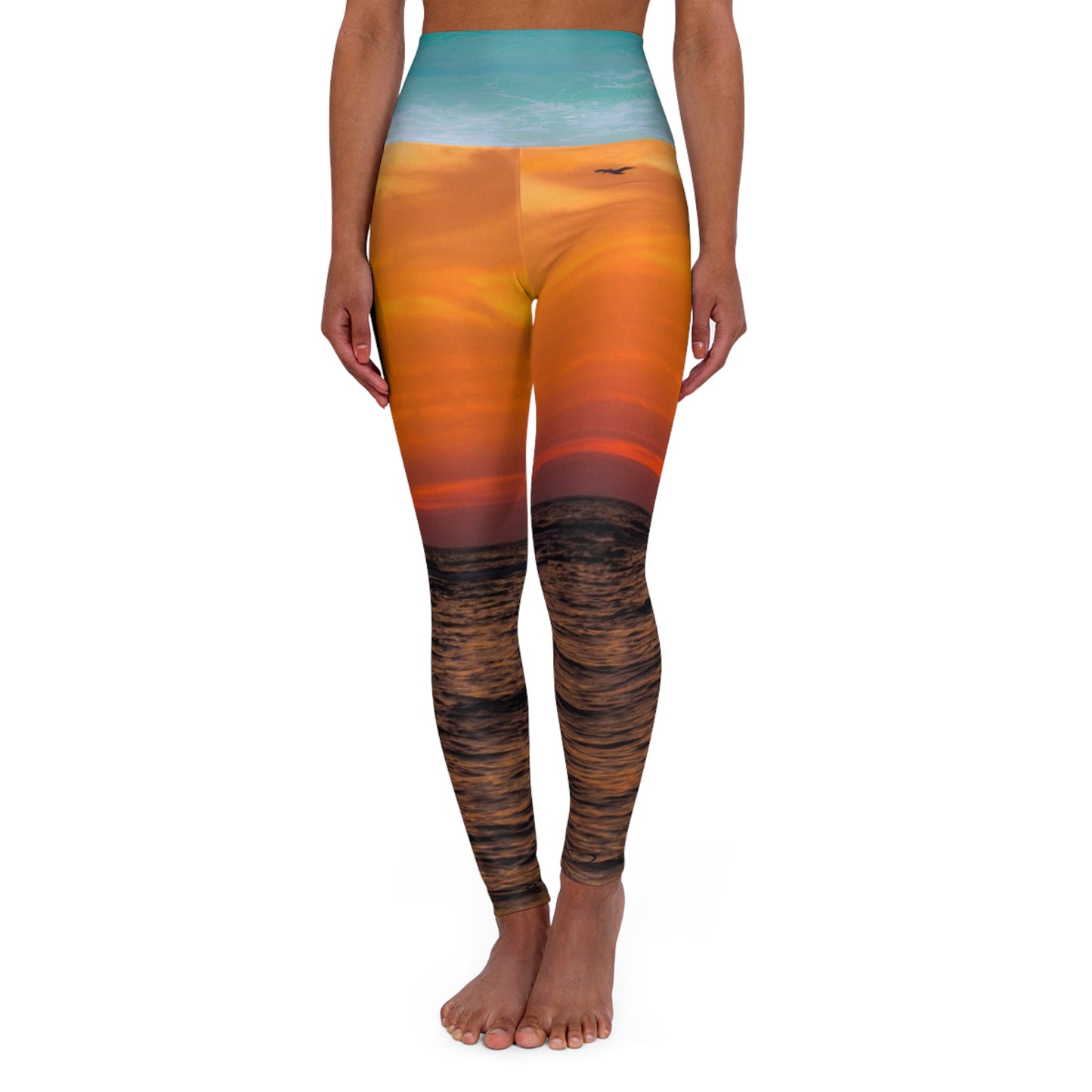 Tangerine Yoga Leggings, Ocean Inspired High Waisted Pants, Women's Tights, Stretchy Athletic Leggings, Orange Activewear, Comfortable