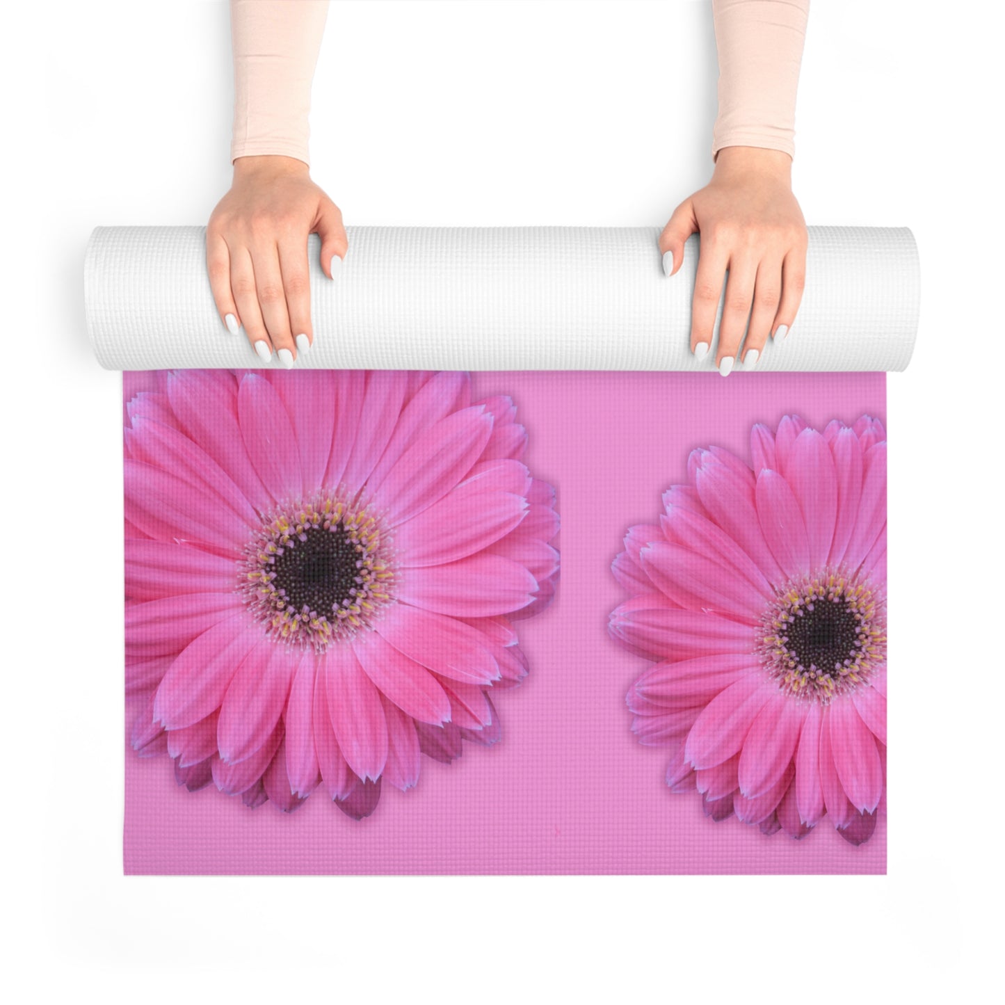 Pink Gerber Daisy Yoga Mat, Floral Exercise Mat, Foam Mat for Yoga Practice, Workout Mat, Pilates Mat, Fitness Mat