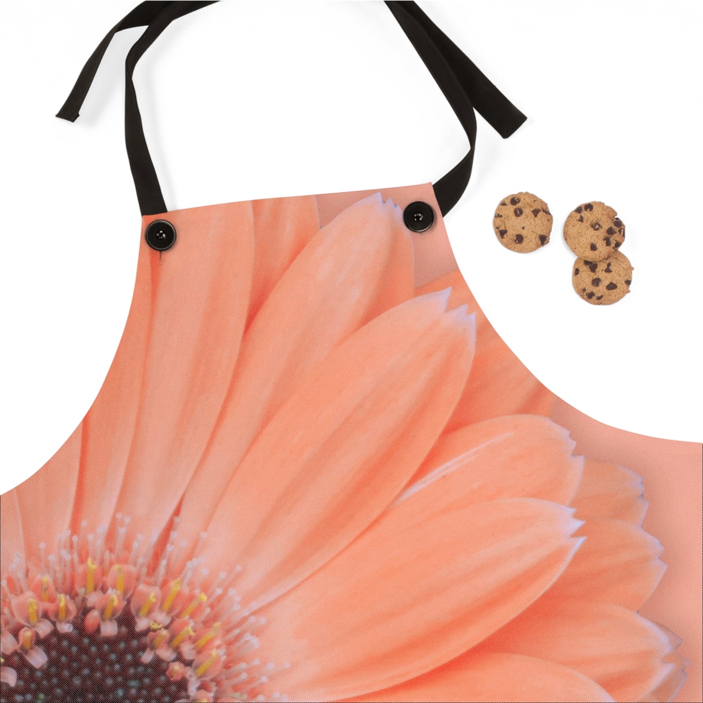 Peach Gerber Daisy Floral Kitchen Apron|Baking & Gardening Apron|Perfect Gift for Mother's Day|Cooking Accessories