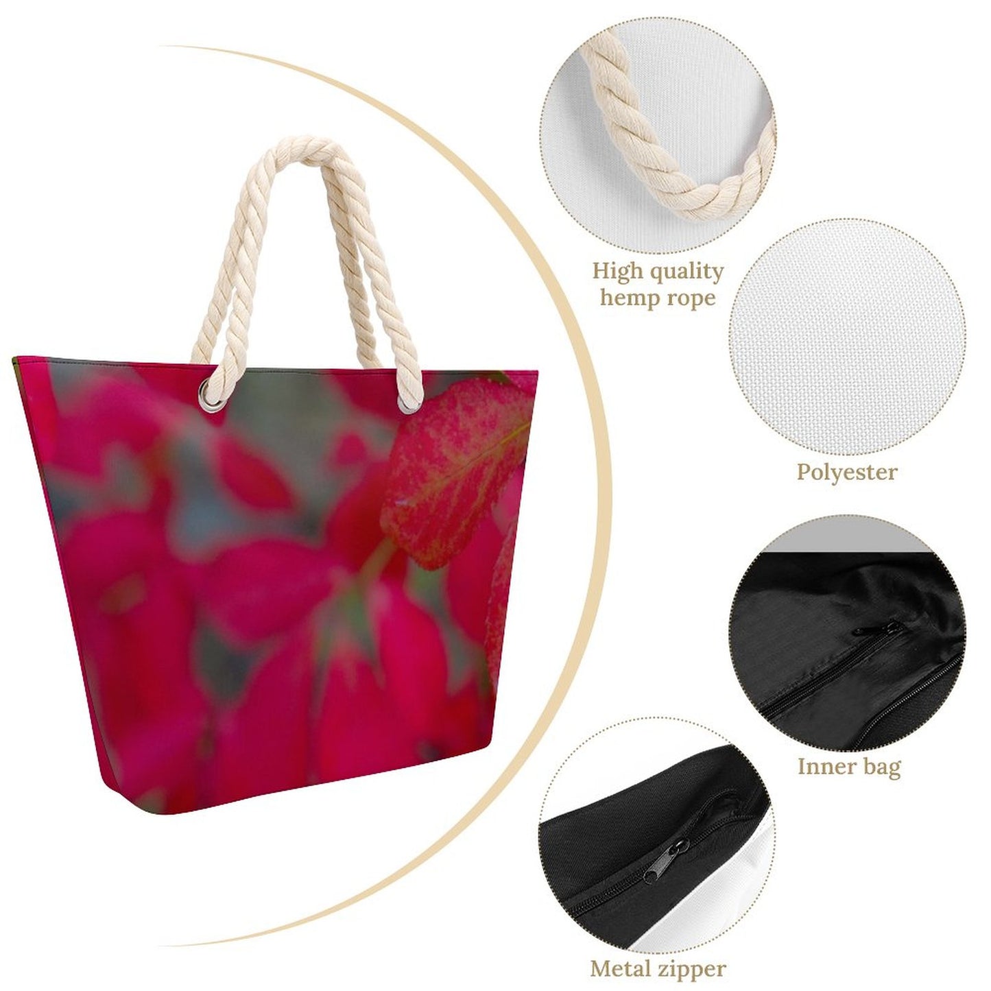 Mauve & Stone Large Jute Tote Bag(All-Over Printing)