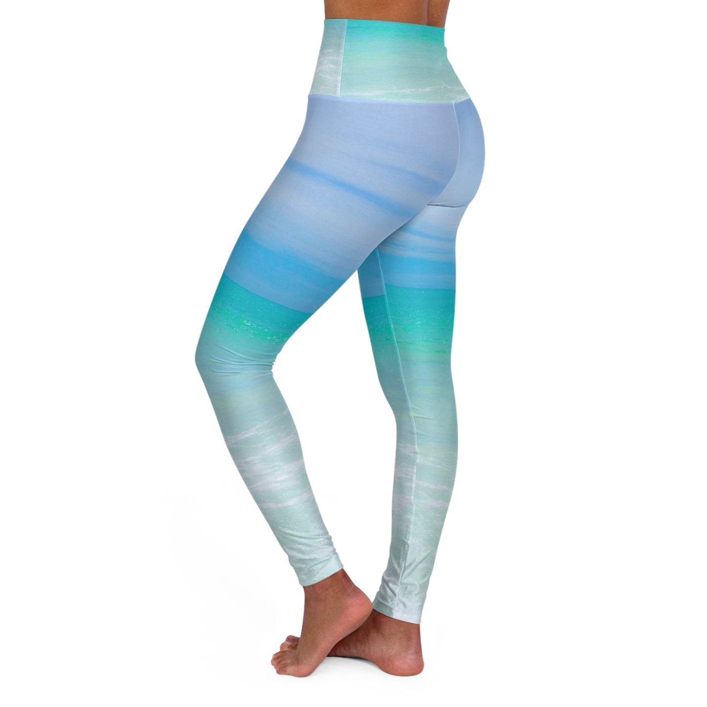 Blue Ocean Yoga Leggings, Ocean Inspired High Waisted, Women's Active Leggings, Workout Pants, Gym Bottoms, Yoga Clothing, Beachwear