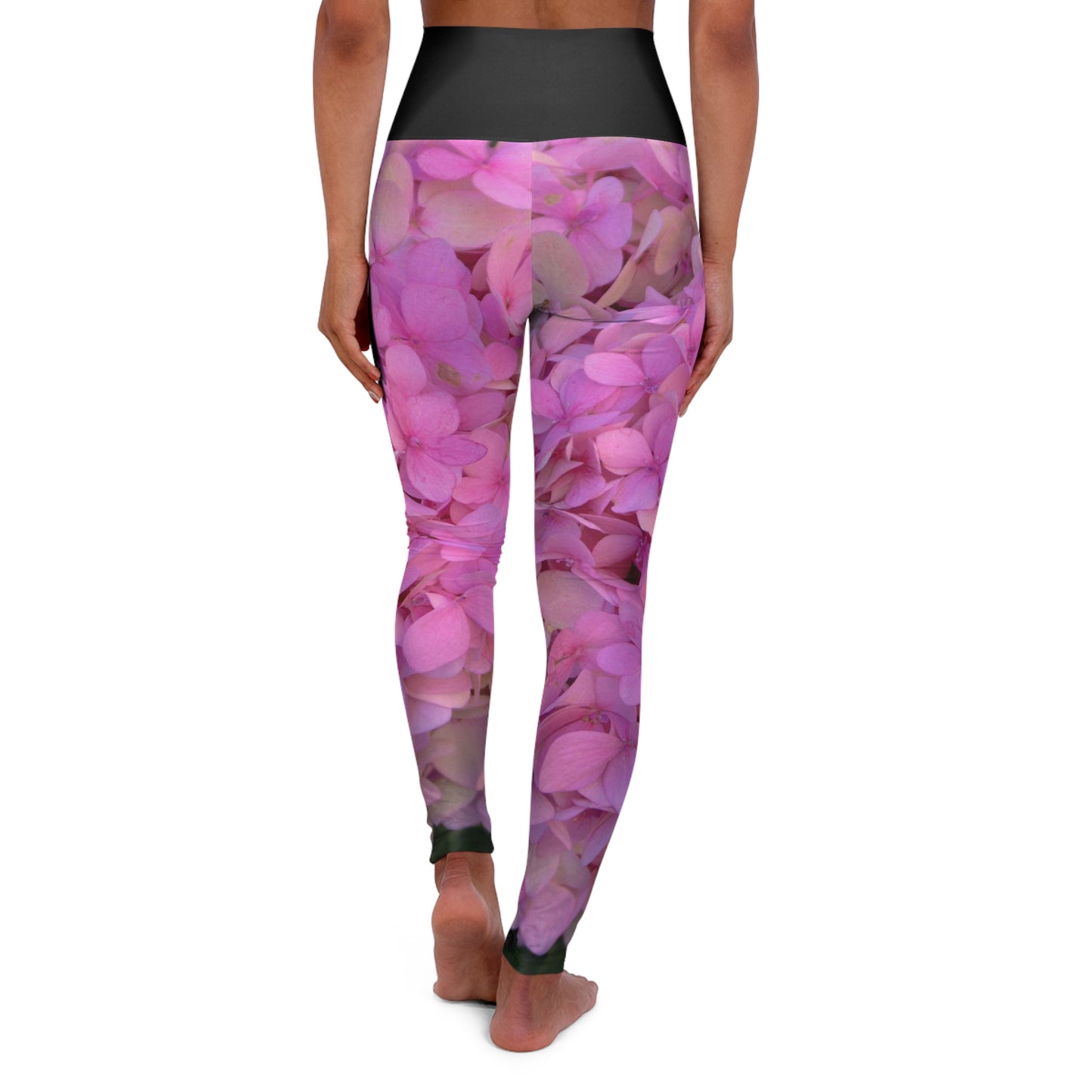 Hydrangea Pink Yoga Leggings, Floral Exercise Pants, Slim Fit High Waisted Leggings, Workout Tights, Athletic Leggings, Fitness Bottoms