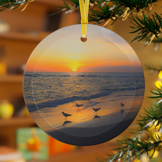 After The Glow Glass Ornaments| Artistic Glass Ornament| Keepsake| Ocean Sunset|Longboat Key|Christmas Decorations