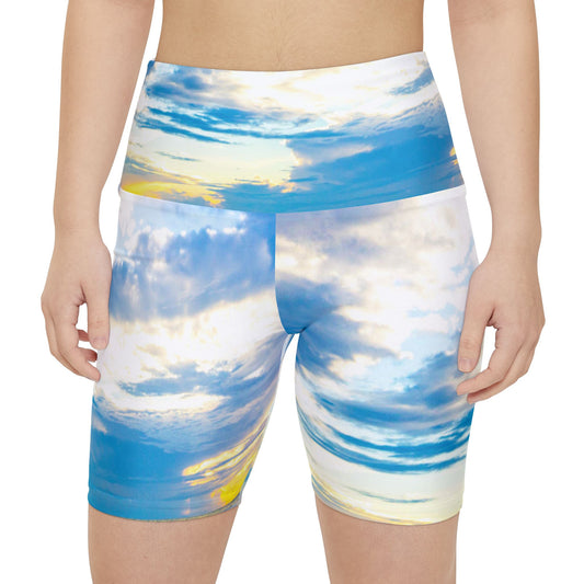Blue Sea Glass Ocean Inspired Yoga Shorts