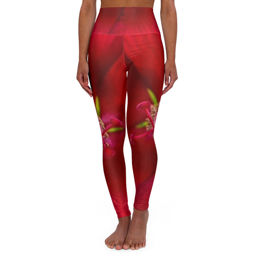 Stylishly Beautiful Red Orchid - High Waisted Yoga Pants| Skinny Fit Yoga Leggings| Athleisure Wardrobe Leggings|Martha's Vineyard| Sportswear| Active Wear|Gifts