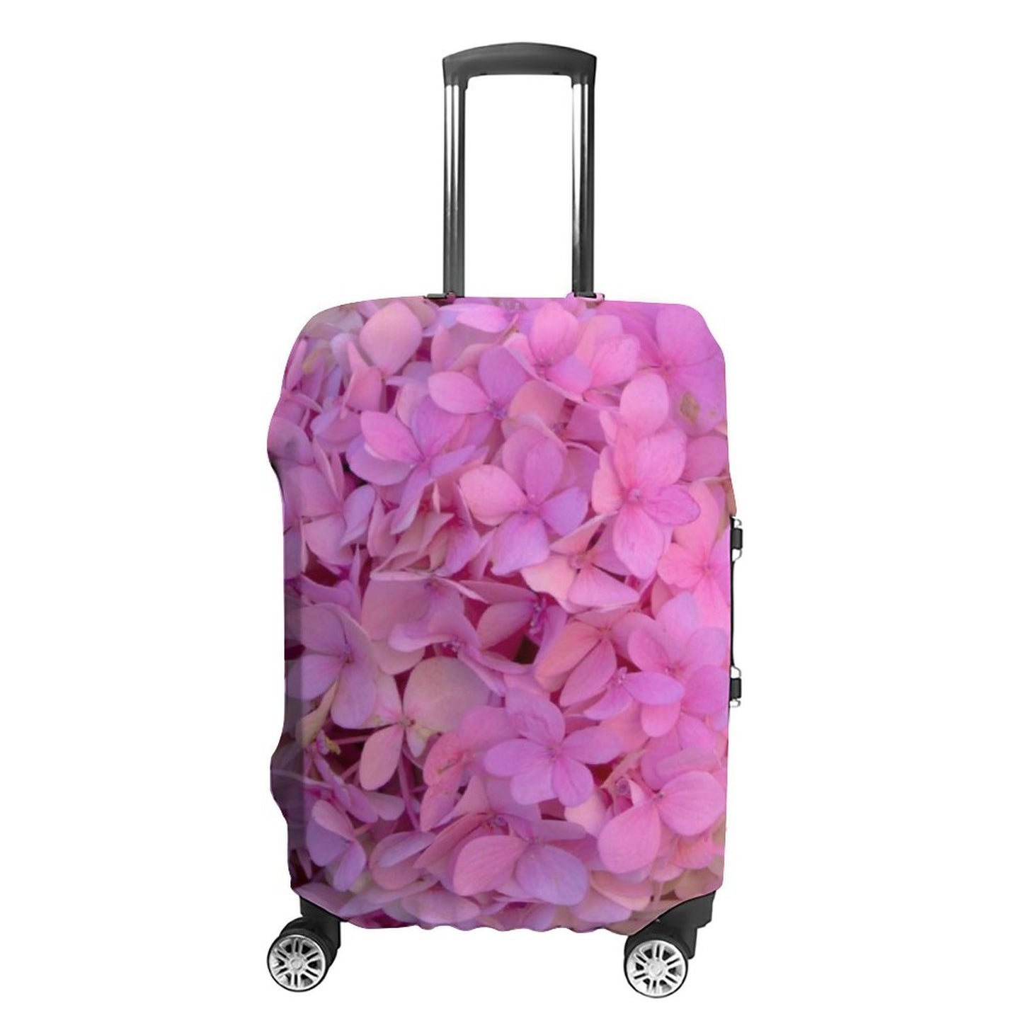 Hydrangea Floral Luggage Cover: Pink Flower Print Suitcase Protector