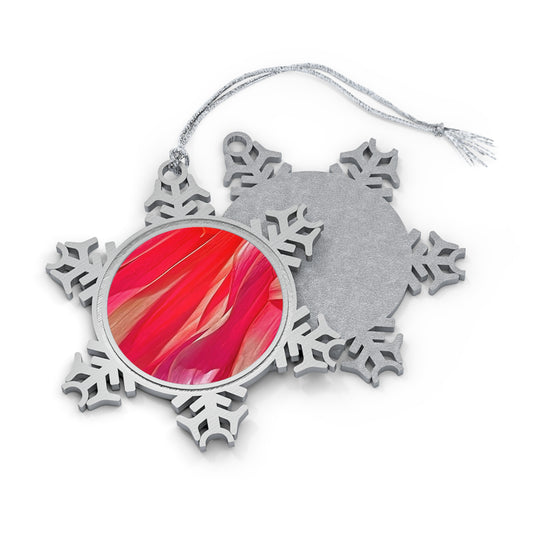 Ribbons Of Color Pewter Snowflake Ornament Unique Artist High-quality Pewter Ornaments with Picture