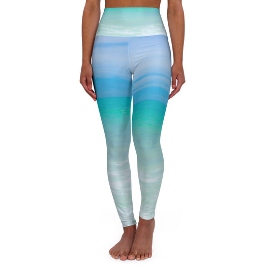 Ocean Blue High Waisted Yoga Leggings