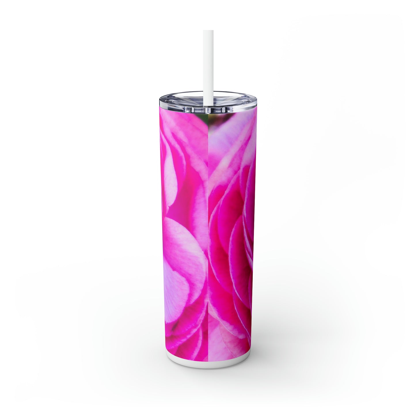 Rose Blush Barbie Skinny Tumbler with Straw, 20oz Hot and Cold Beverage Companion Non-toxic Slim Tumbler Press-on Lid