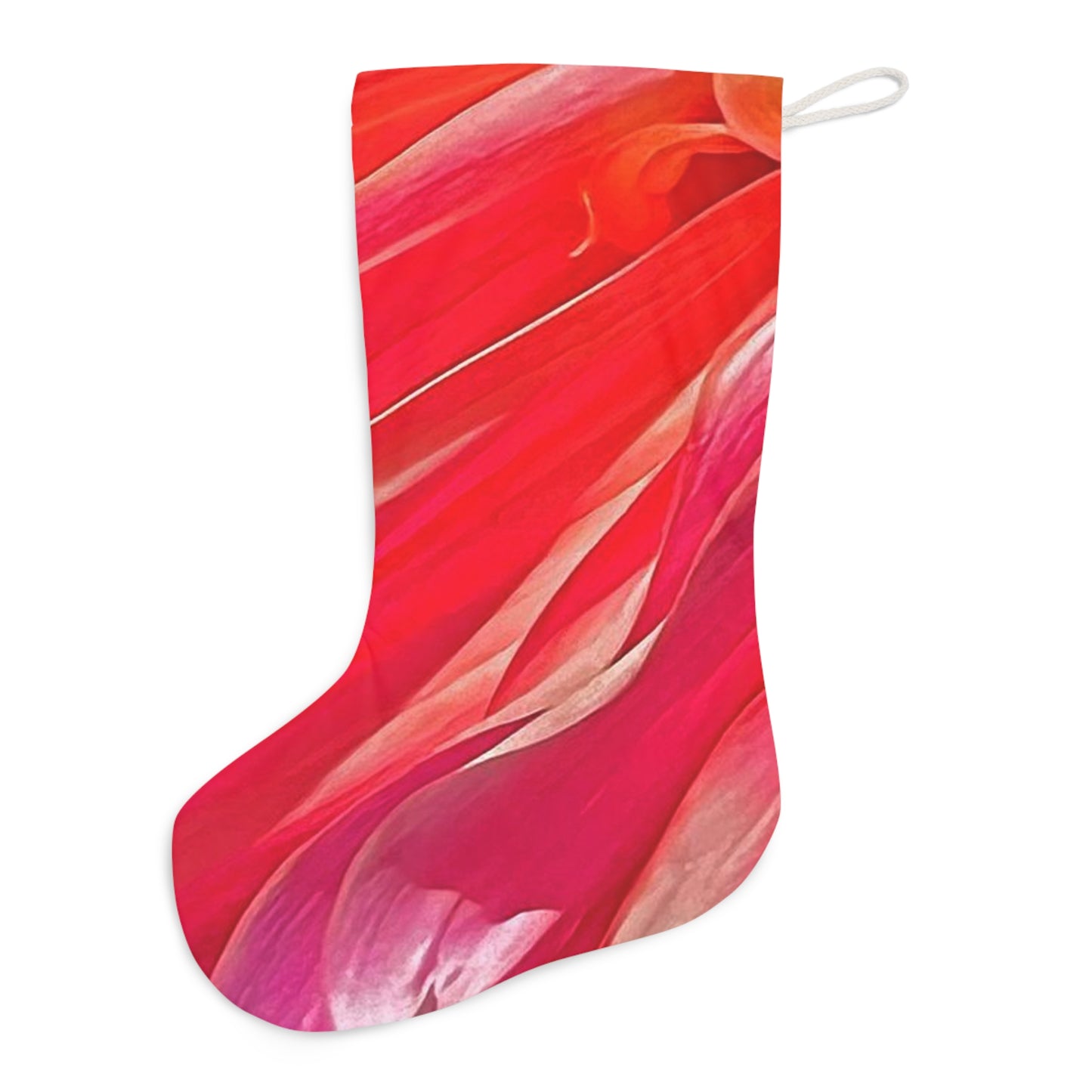 Ribbons of Color Santa Stocking Unique Soft Suede Faux with Hanging Loop| Floral Stocking| Christmas Stocking| Red Stocking| Nantucket