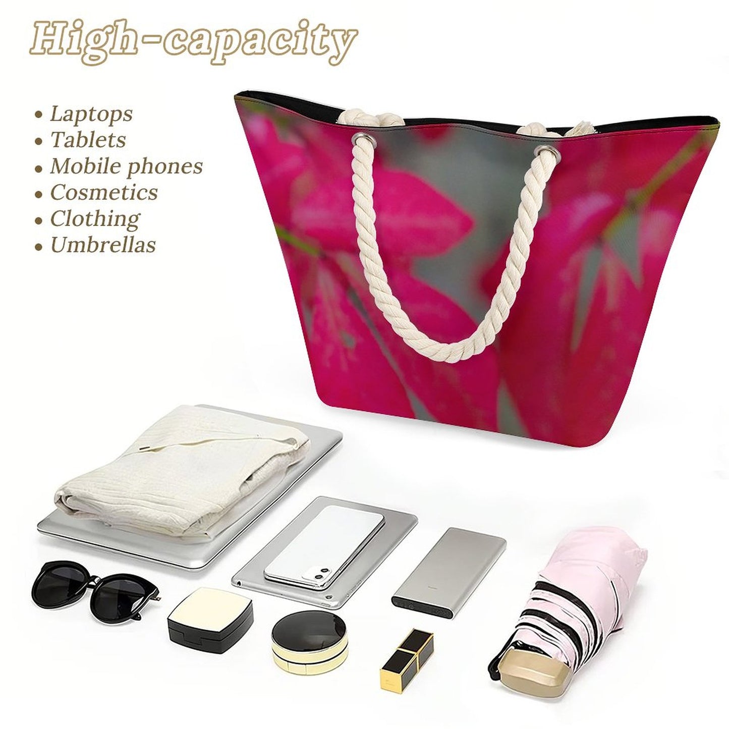 Mauve & Stone Large Jute Tote Bag(All-Over Printing)