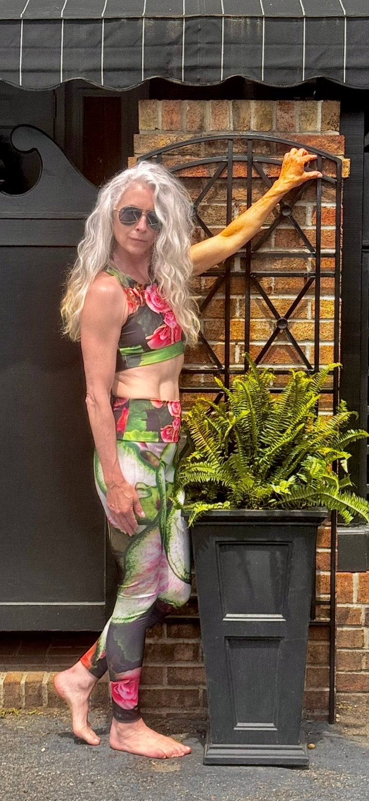 Red Rose Floral Yoga Leggings | High Waisted