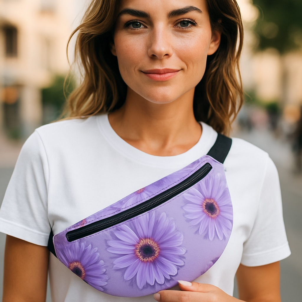 Floral Crossbody Bag for Women, Lilac Gerber Daisy CrossbodyPack, Travel Bag, Gift for Flower Lovers