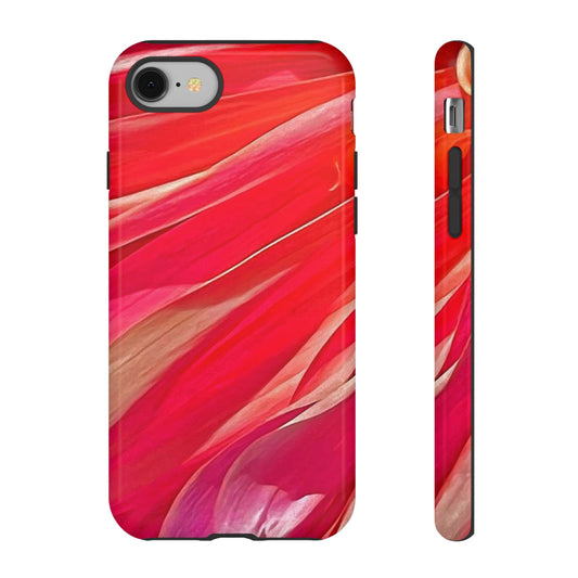 Ribbons of Color Floral Red Abstract Art Tough Phone Case for Apple iPhone, Samsung Galaxy, Google Pixel|Electronic Accessories|Great For Fall|Gifts|Nantucket