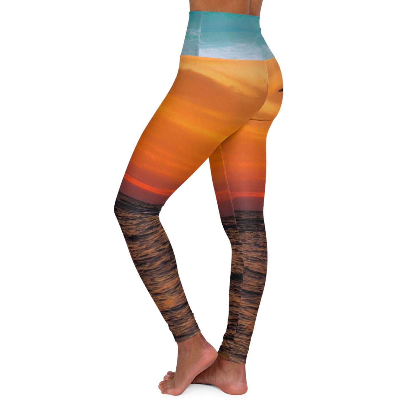 Tangerine Yoga Leggings, Ocean Inspired High Waisted Pants, Women's Tights, Stretchy Athletic Leggings, Orange Activewear, Comfortable