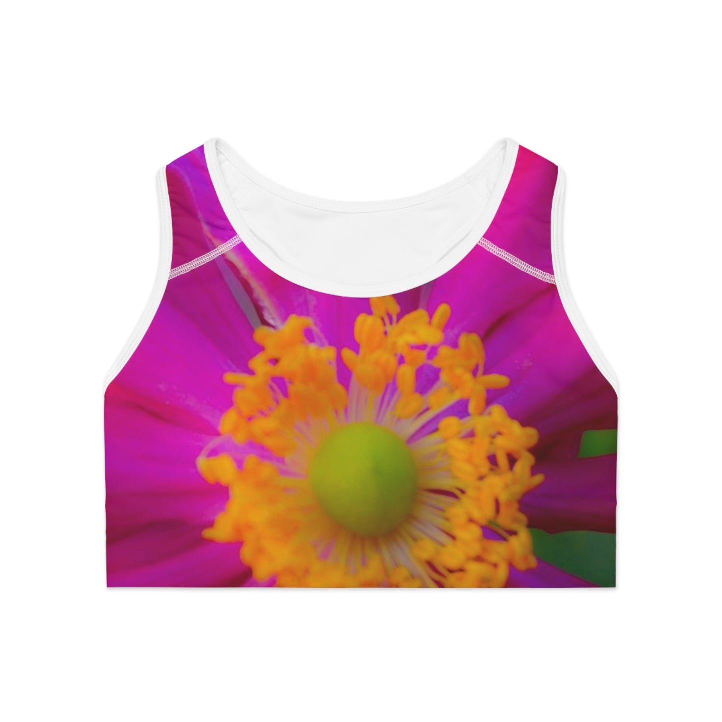 Pink Floral Sports Bra, Women's Yoga Fitness Bra