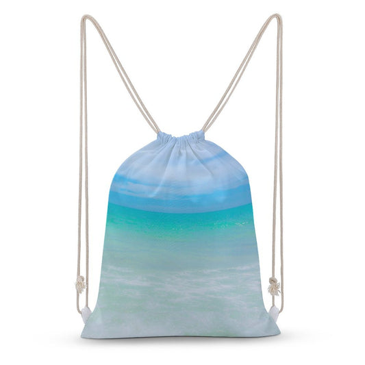 Cotton Candy Sky Ocean Inspired Canvas Drawstring Bag