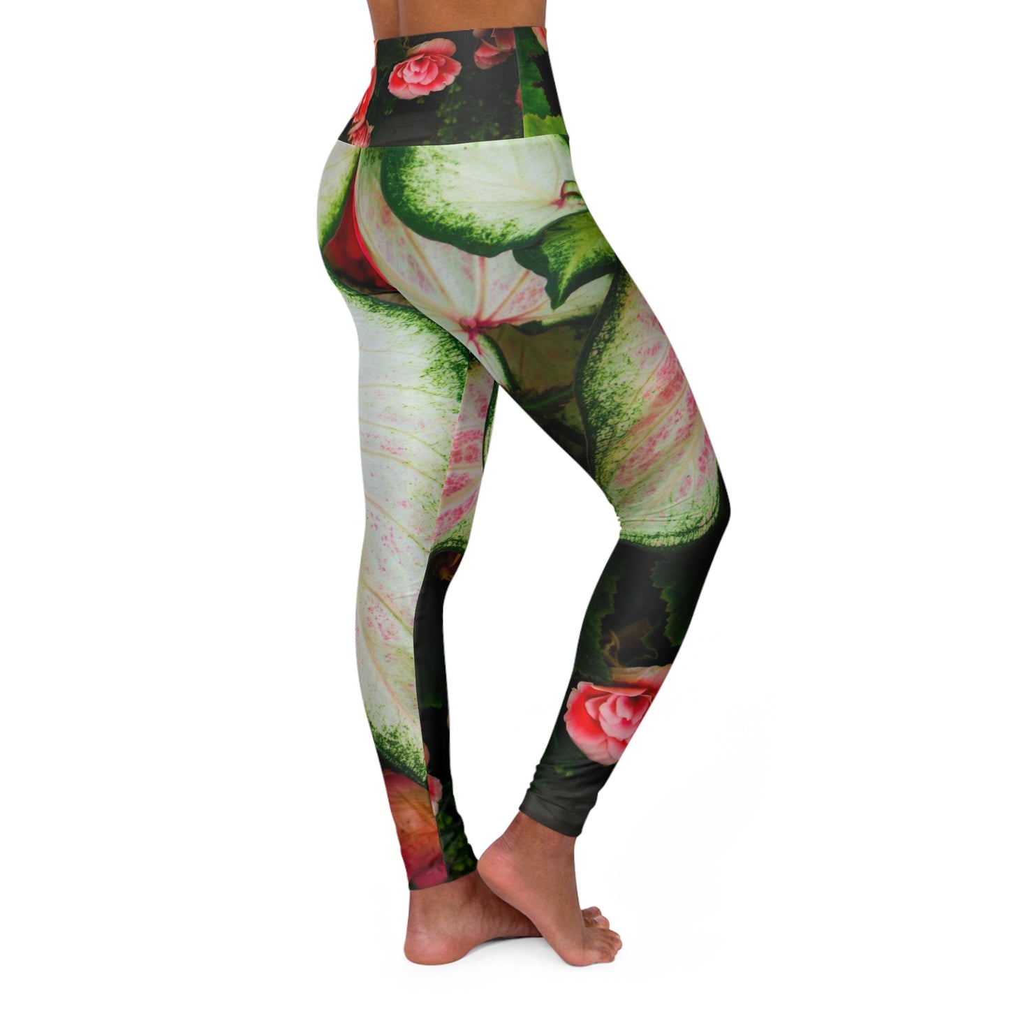 Red Rose Floral Yoga Leggings | High Waisted