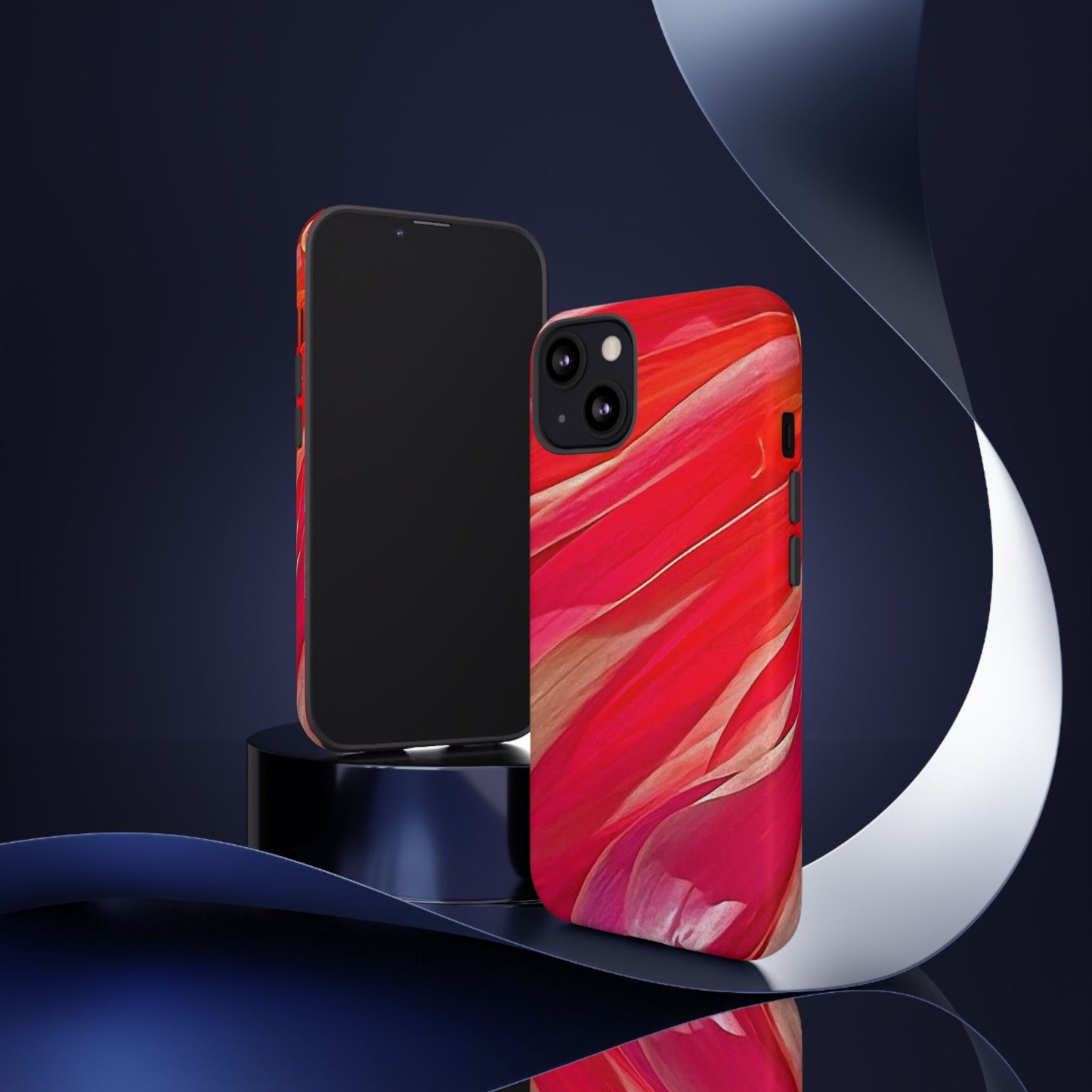 Ribbons of Color Floral Red Abstract Art Tough Phone Case for Apple iPhone, Samsung Galaxy, Google Pixel|Electronic Accessories|Great For Fall|Gifts|Nantucket