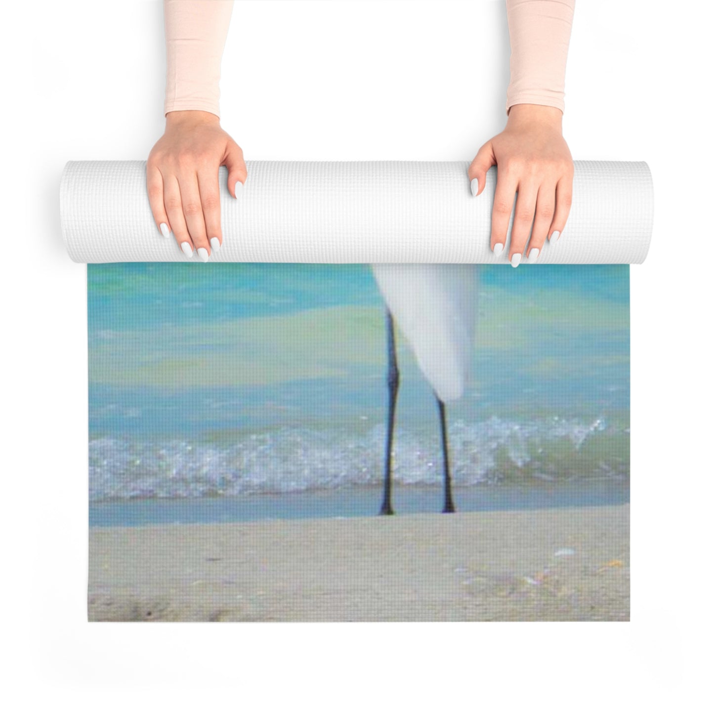 Snowbird Crane  Custom Foam Yoga Mat | Foam Yoga Mat | Synthetic Thermoplastic Foam Yoga Mats | Lightweight Cushioned Yoga Mats | Edge to Edge Design | Yoga Mats |  Gifts for Her | Accessories |Sea Inspired Yoga Mat | Great Egret Yoga Mat |Namaste