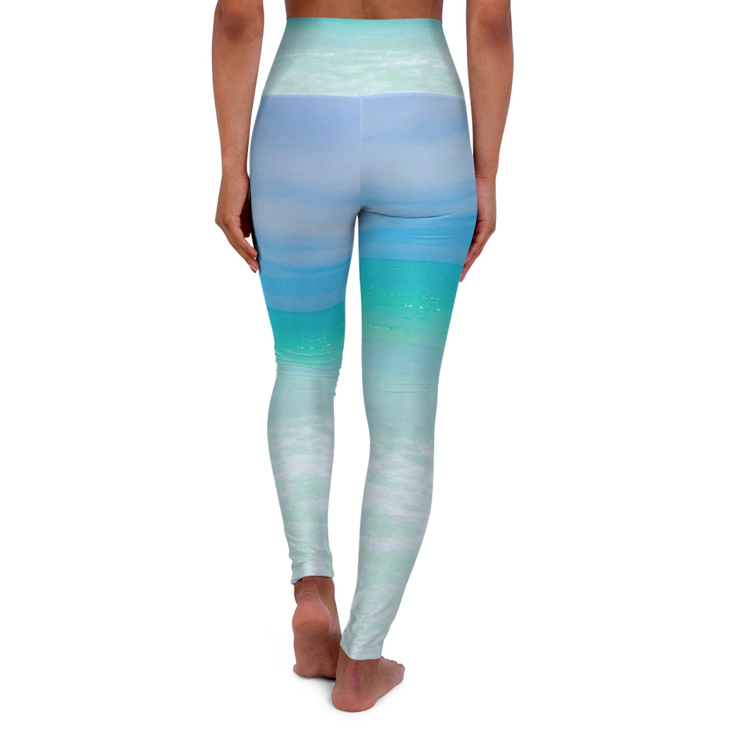 Ocean Blue High Waisted Yoga Leggings