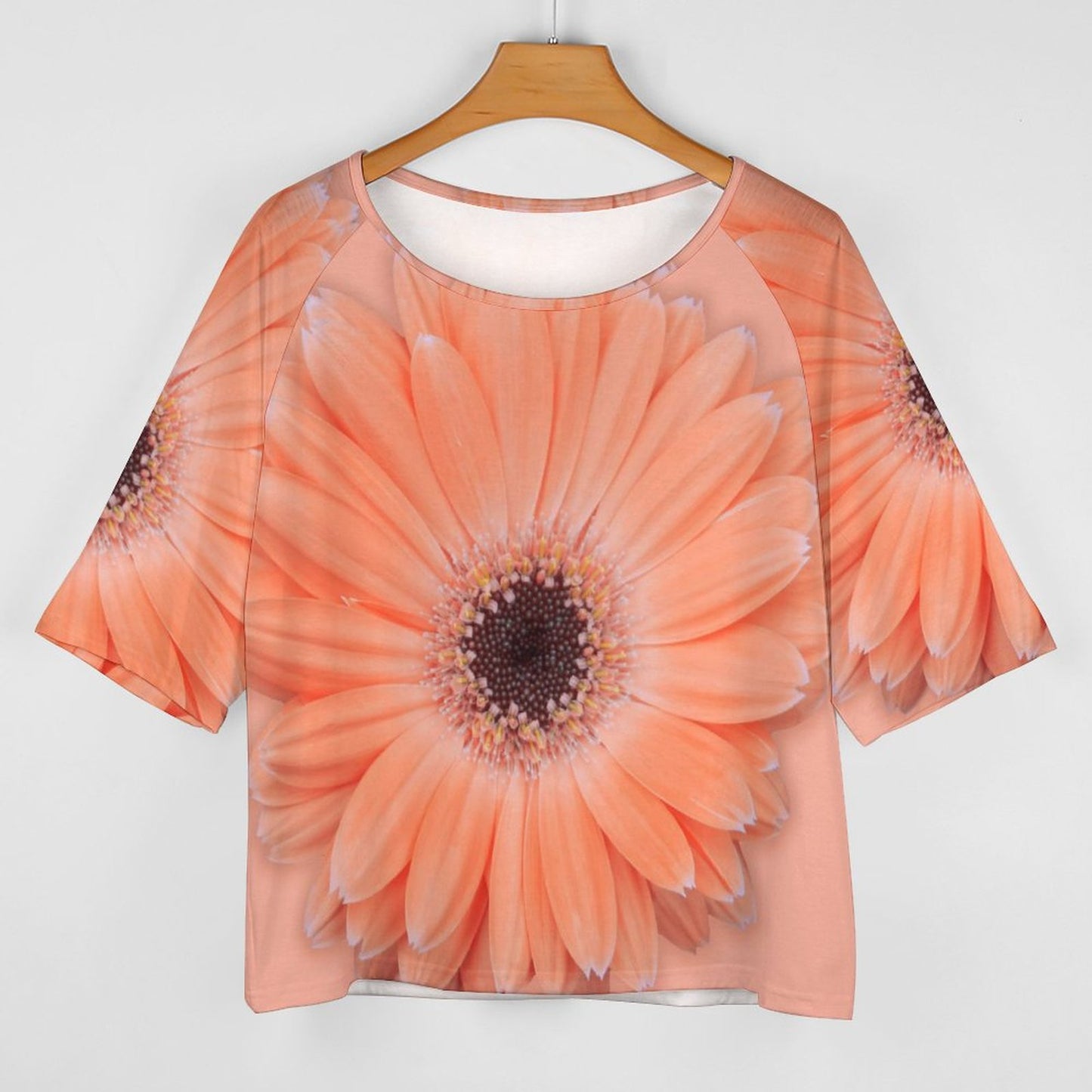 Apricot Gerber Daisy180gsm Women’s Off the Shoulder Half-Sleeve T-shirt