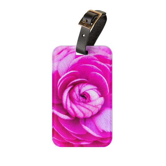 Rose Blush Pink Floral Luggage Tag |  Travel Luggage Tag with Contact Information | Leather Strap Luggage Tag |Gifts | Accessory