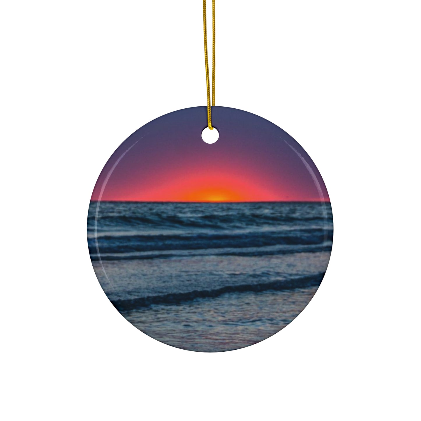 Unique Ceramic Ornament| Red Artisan Ceramic Holiday Ornaments|Elegant Ceramic Christmas Tree Decoration| Longboat Key