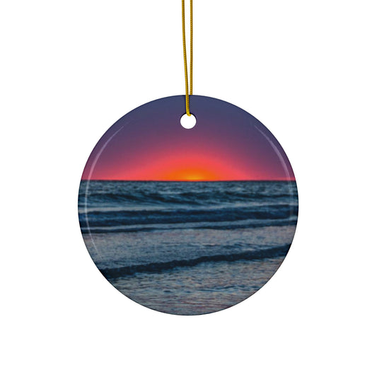 Unique Ceramic Ornament| Red Artisan Ceramic Holiday Ornaments|Elegant Ceramic Christmas Tree Decoration| Longboat Key