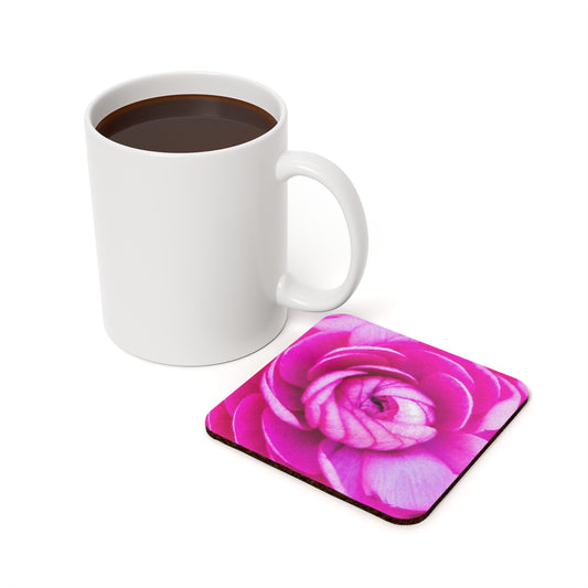 Rose Blush Cork Back Coaster Pink  Stylish Floral Coaster Housewarming Gift