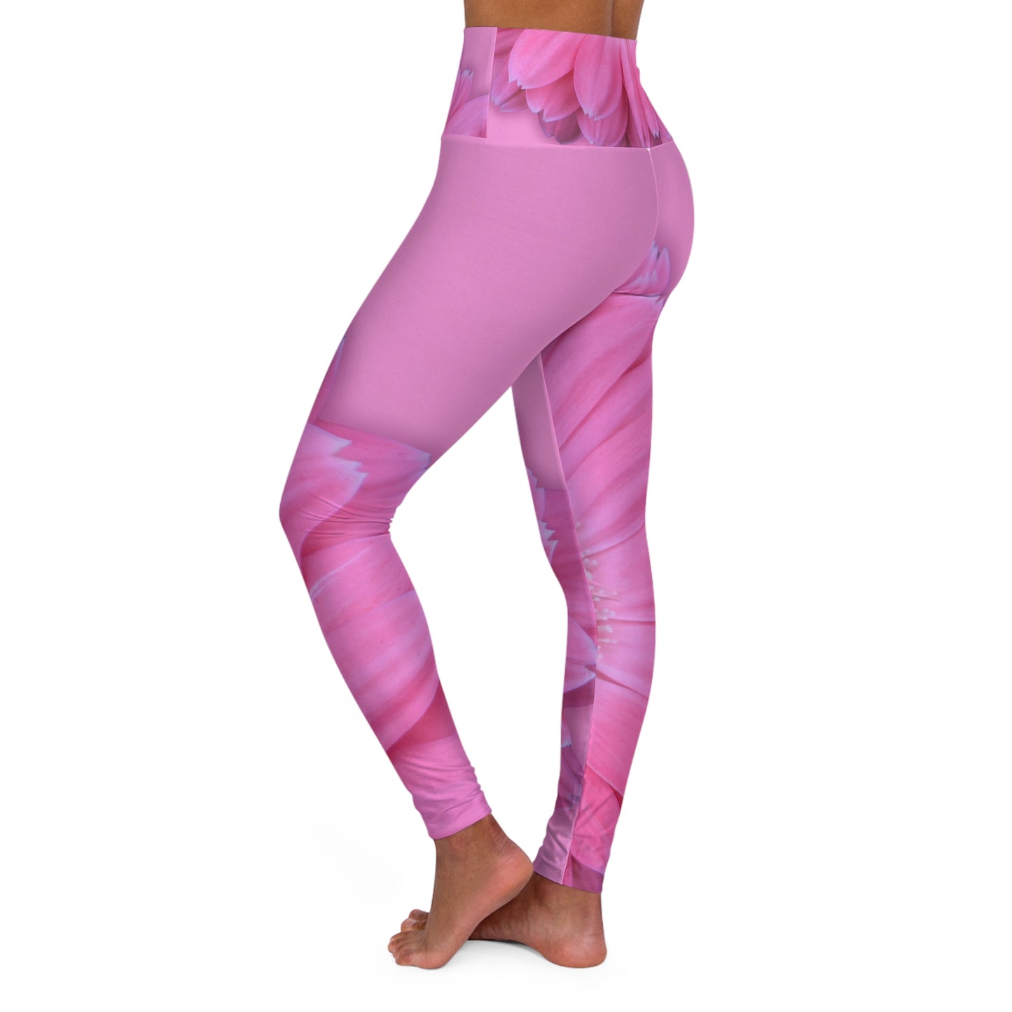 Pink Gerber Daisy Yoga Leggings
