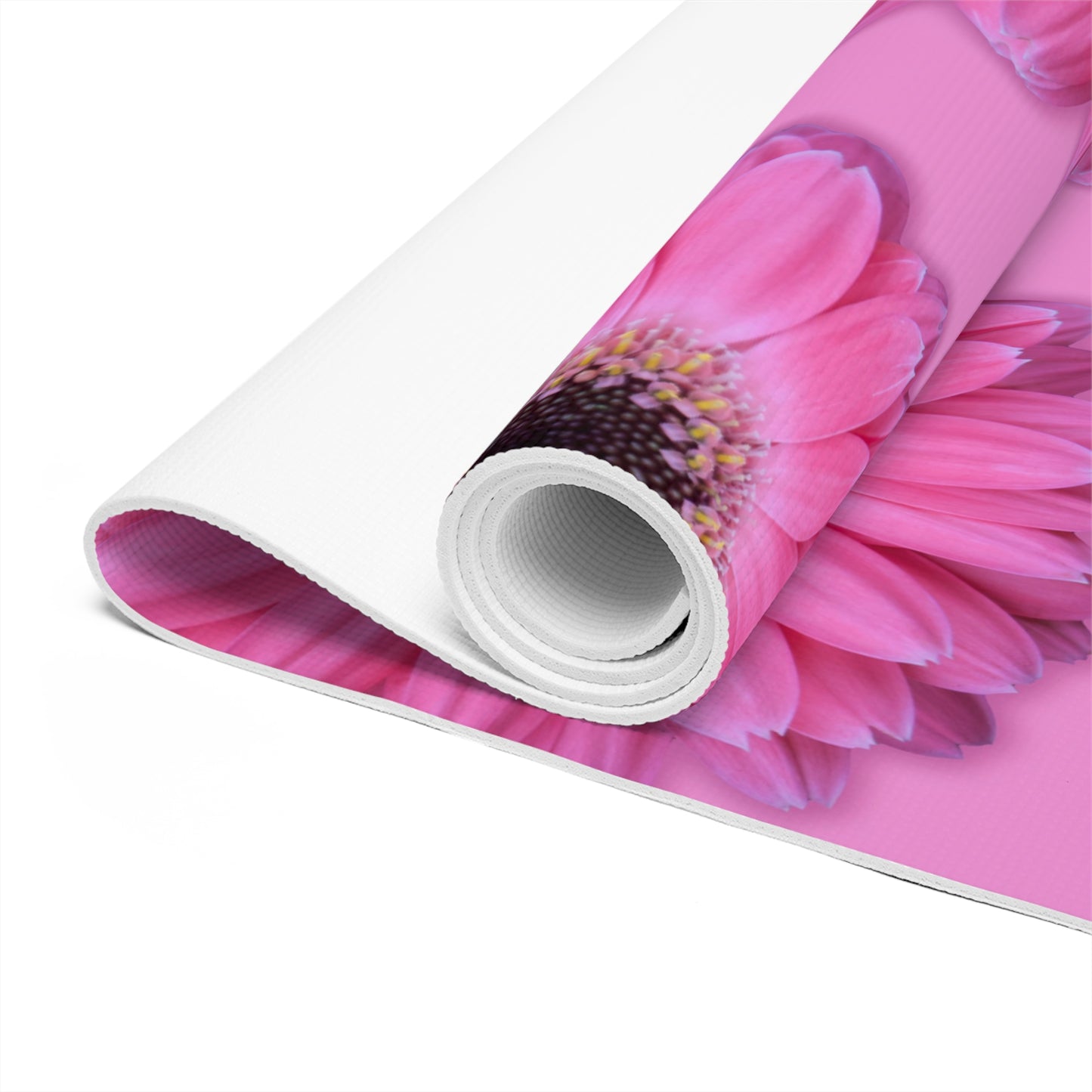 Pink Gerber Daisy Yoga Mat, Floral Exercise Mat, Foam Mat for Yoga Practice, Workout Mat, Pilates Mat, Fitness Mat