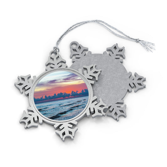 Amber Rose Pewter Snowflake Ornament Unique High-quality Pewter Ornaments with Picture