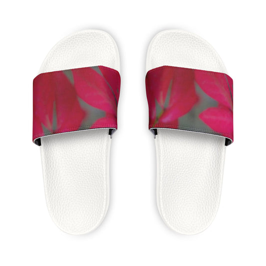 Beautifully Serene Women's PU Slide Sandals Floral Women's PU Slide Sandals Slide-on floral sandals for women  Flower patterned