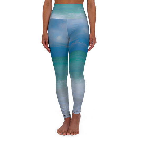High Waisted Skinny Fit Yoga Leggings| Ocean Inspired Design | AOP