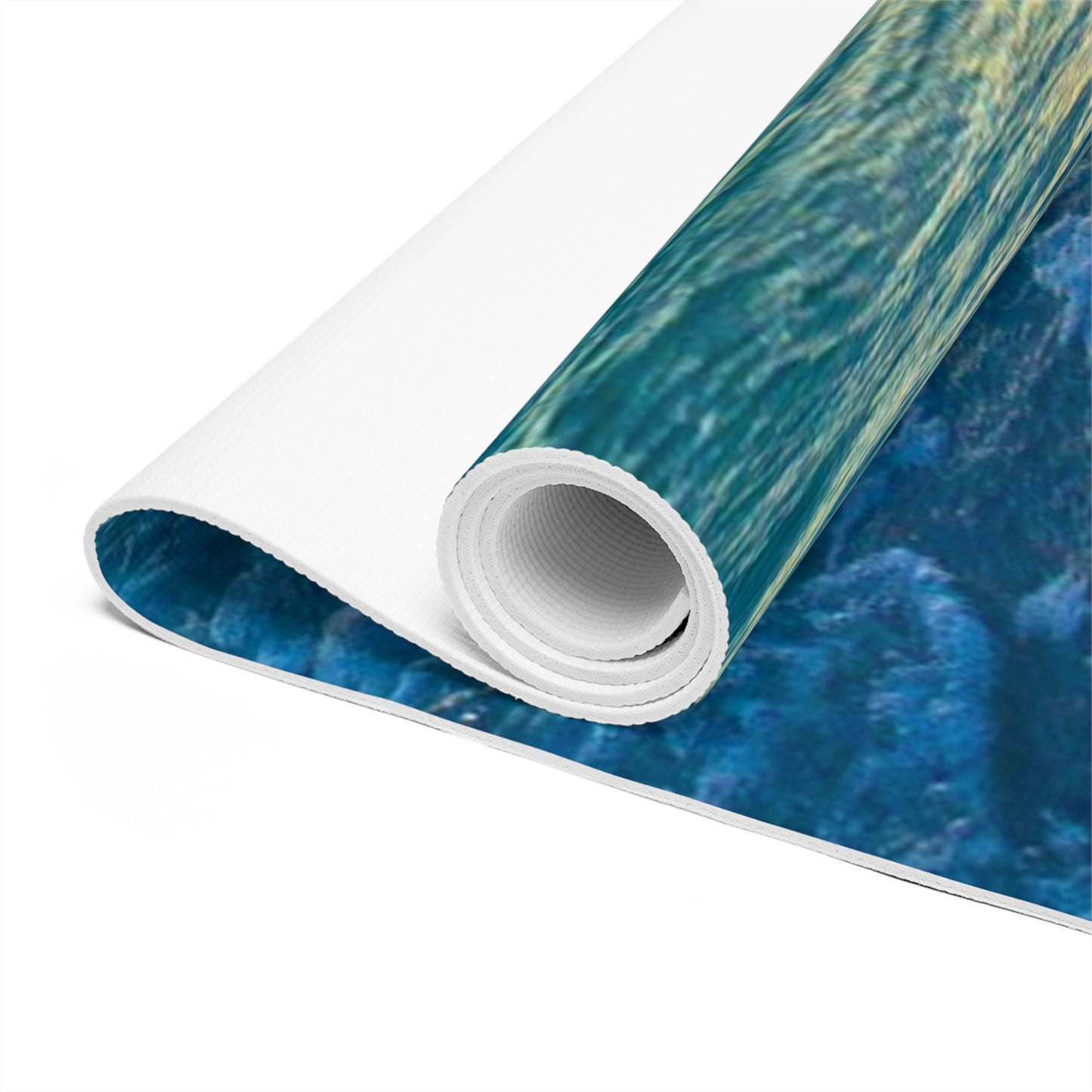 Foam Yoga Mat | Blue Sea Glass| Sea Inspired Yoga Mat | Foam Yoga Mat | Custom Yoga Lightweight Cushioned Yoga Mat | Edge to Edge Design Yoga Mats | Thermoplastic Foam Foam Mats|Namaste