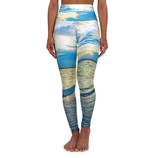 Blue Sea Glass - High Waisted Yoga Leggings| Sea Inspired Yoga Leggings| Women's Sportswear| Yoga Apparel| Gifts for Her| Siesta Key| Active Wear