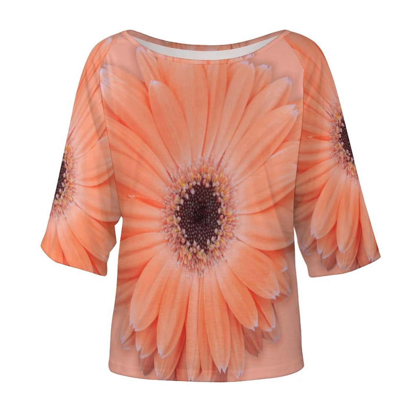 Apricot Gerber Daisy180gsm Women’s Off the Shoulder Half-Sleeve T-shirt
