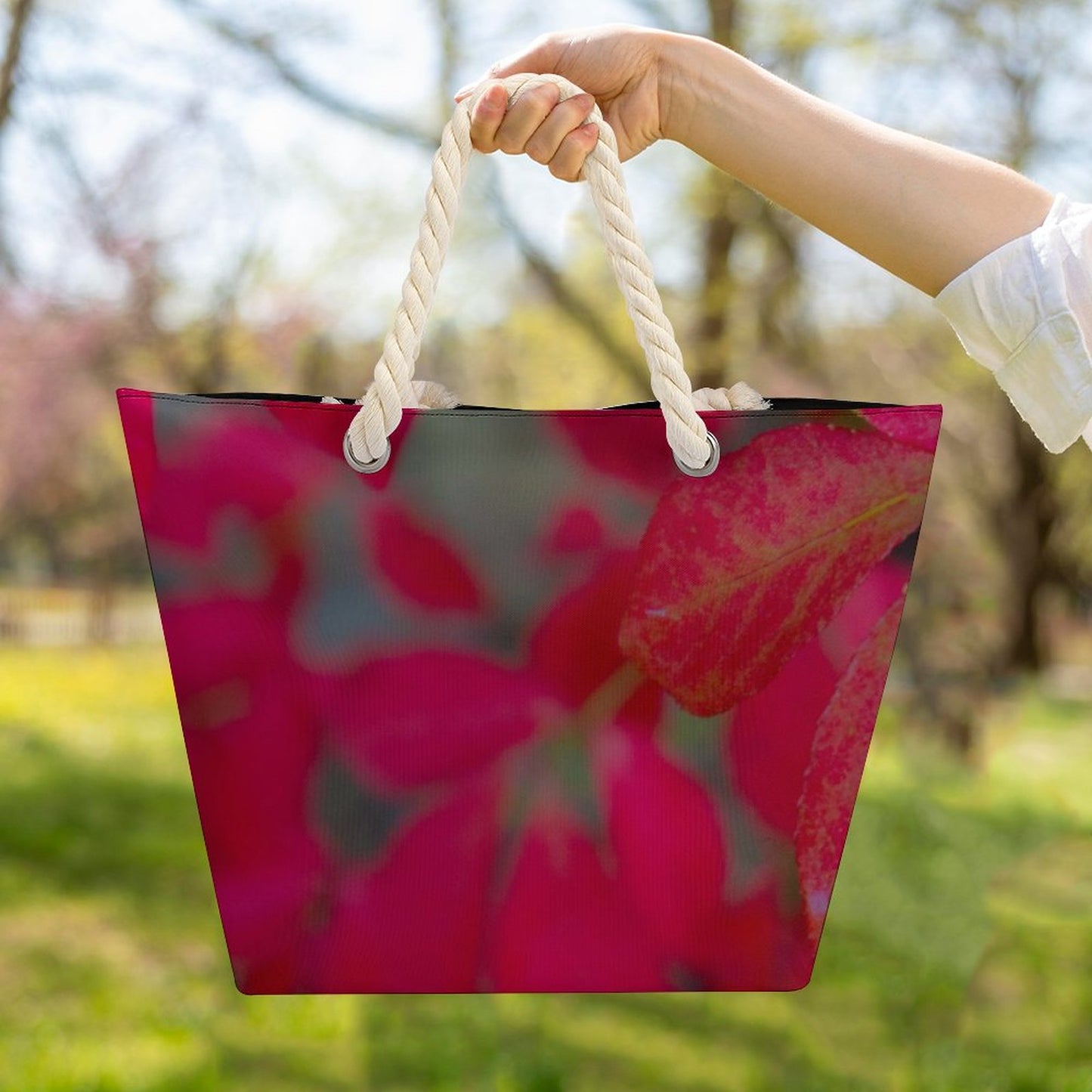 Mauve & Stone Large Jute Tote Bag(All-Over Printing)
