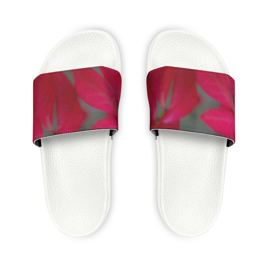 Beautifully Serene Women's PU Slide Sandals Slide-on Floral Sandals For Women Summer Floral Slide Shoes