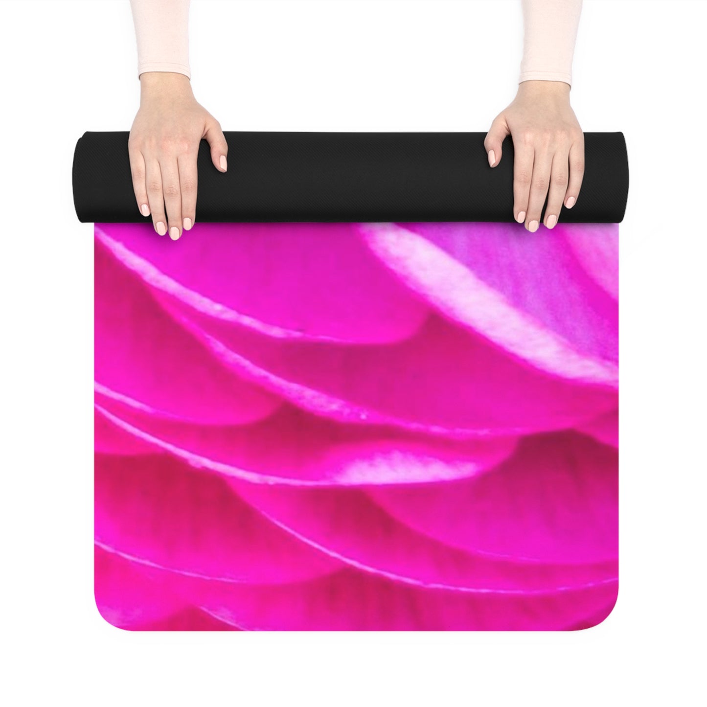 Floral Yoga Mat, Pink Rose Floral Foam Yoga Mat, Exercise Mat, Fitness Mat, Non-Slip Mat, Anti Slip Backing Secure Grip, Gift for Her