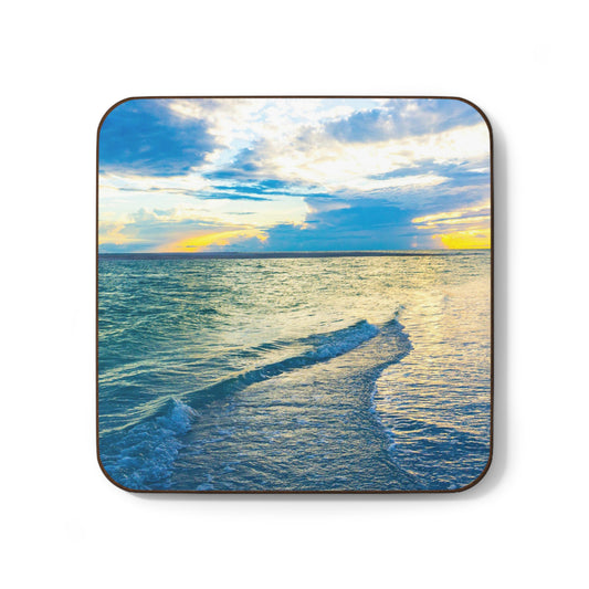 Blue Sea Glass Hardboard Back Coaster Stylish Hardboard Back Coaster Ocean-themed Coaster Housewarming Gift