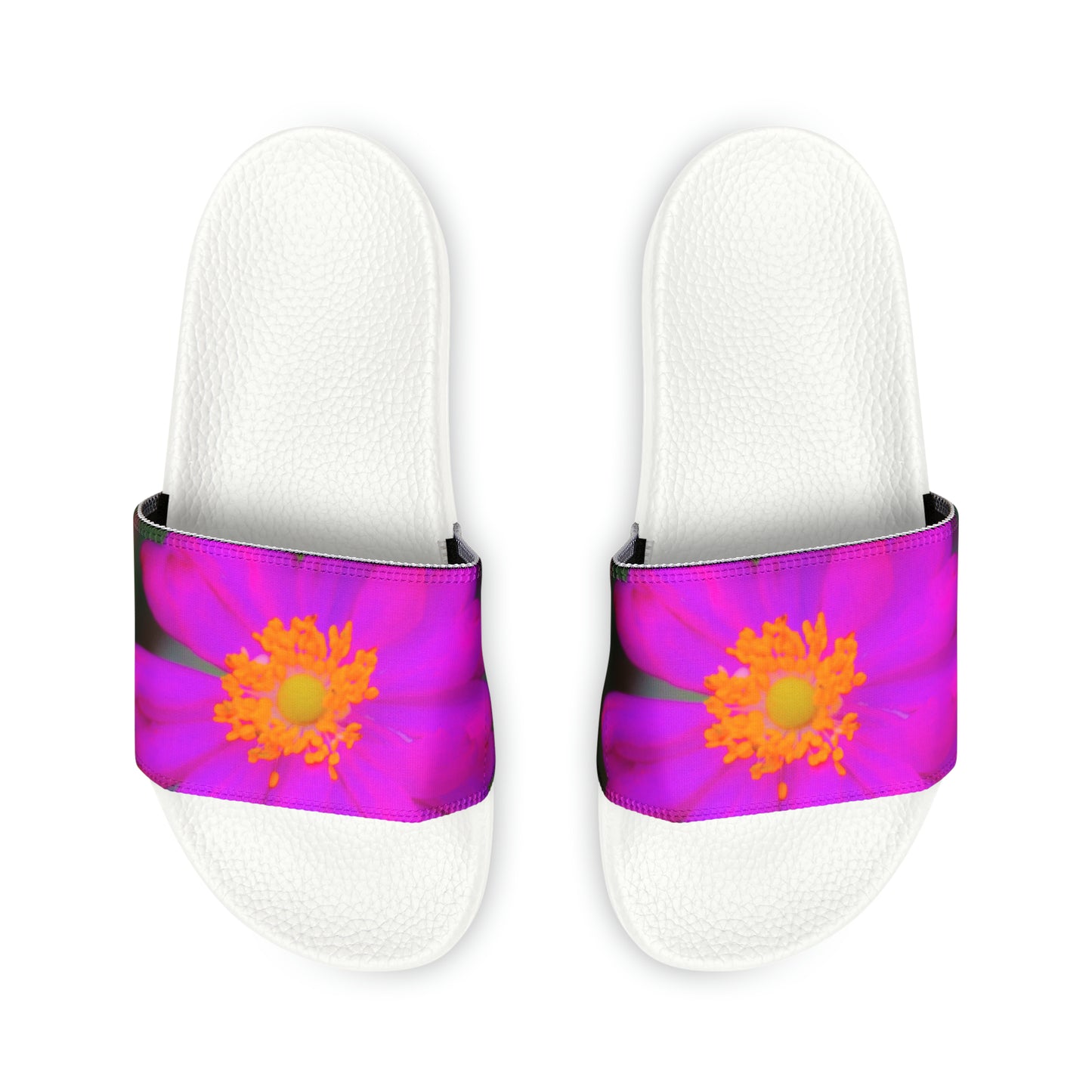Flower Power Women's PU Slide Sandals Slide-on Floral Sandals For Women Summer Floral Slide Shoes