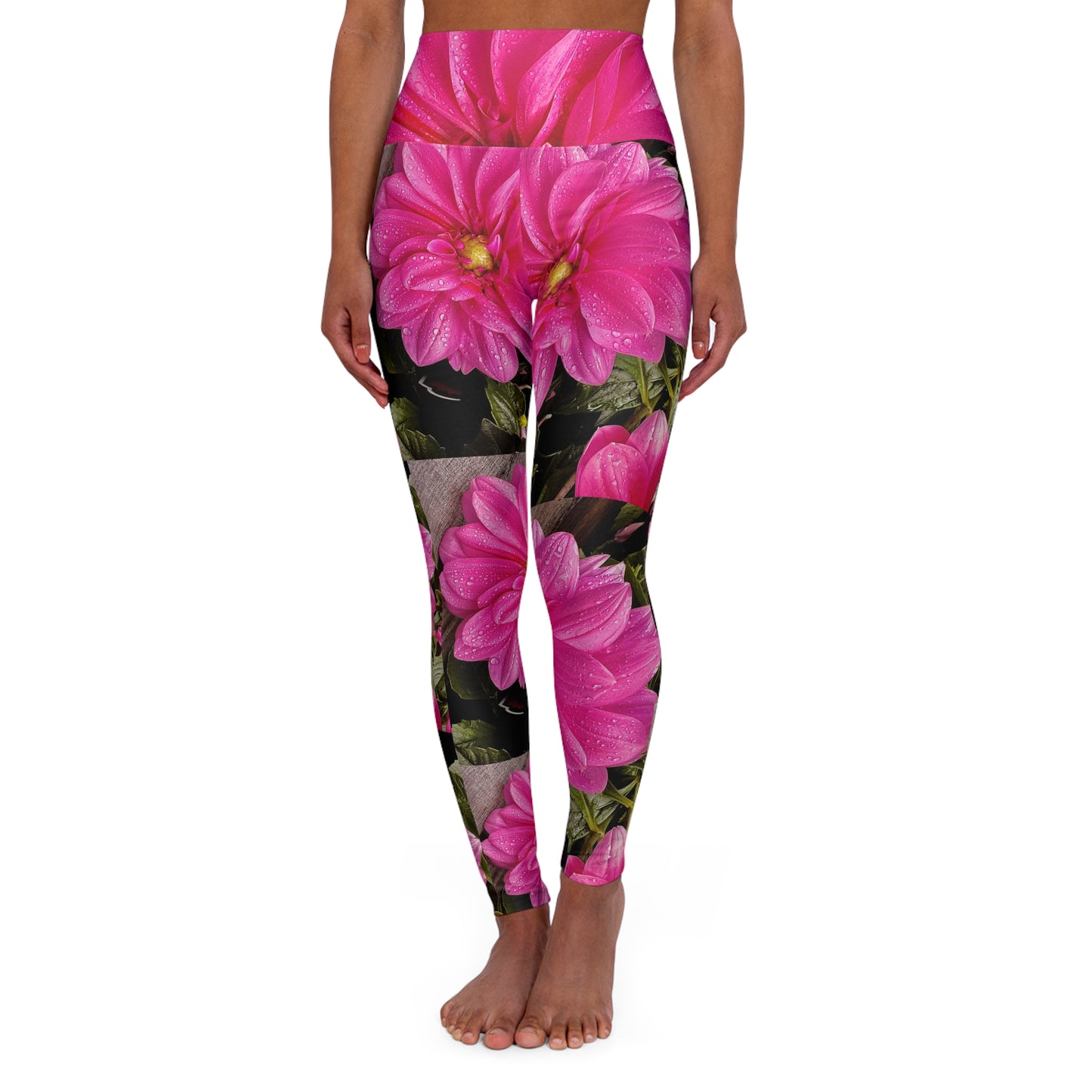 High Waisted Floral Yoga Leggings, Pint Floral Tight Yoga Pants, Workout Leggings, Thick & Stretchy Leggings