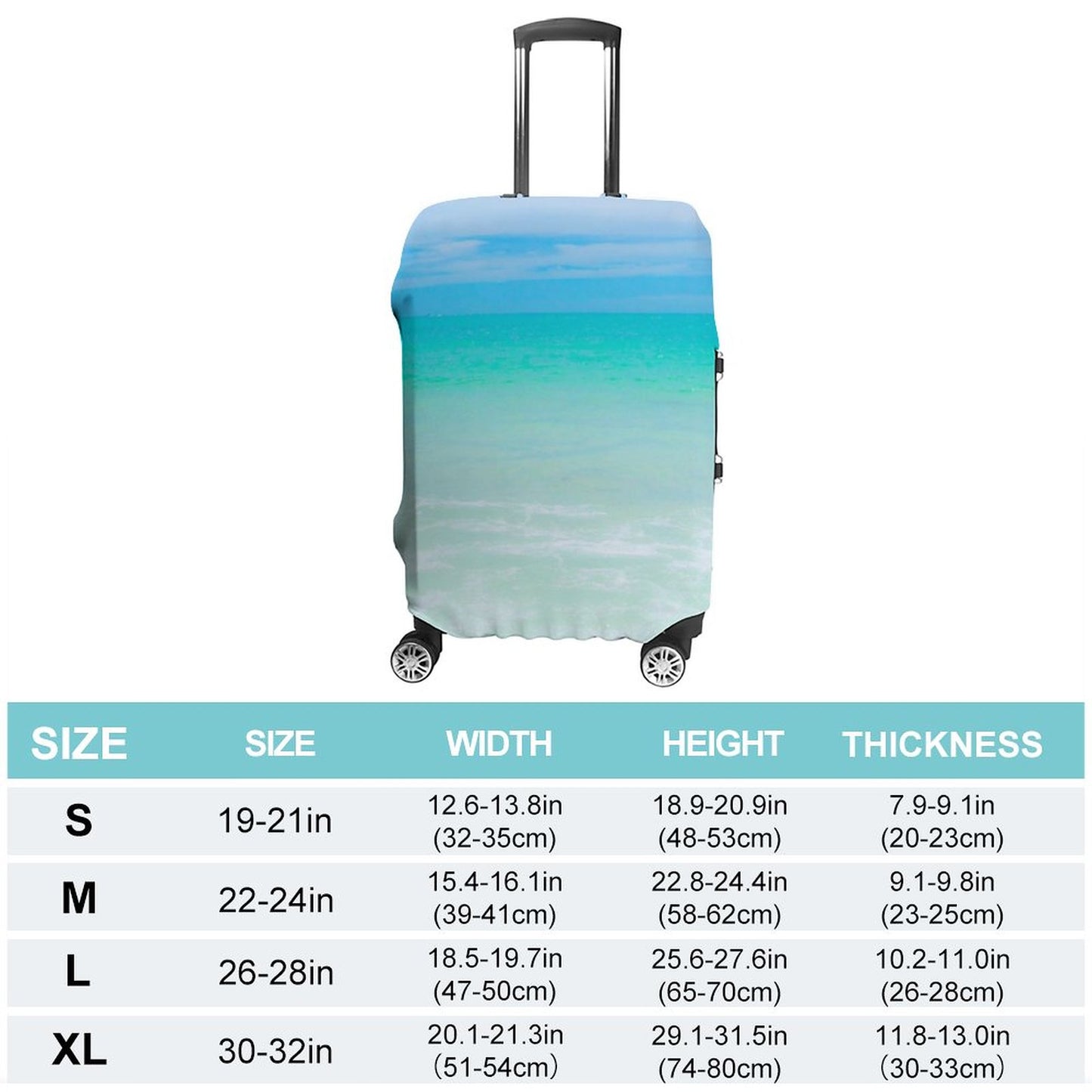 Ocean Blue Luggage Cover: Beach Travel Suitcase Protector