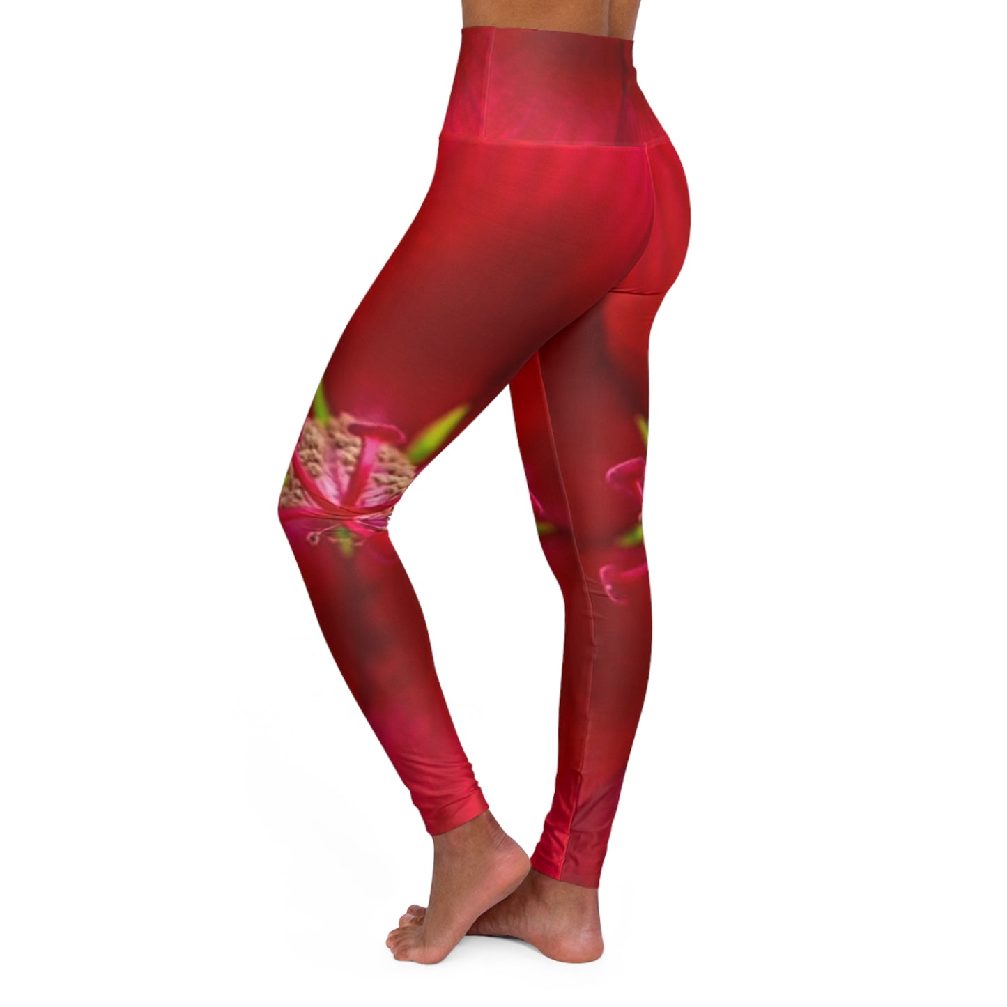 Stylishly Beautiful Red Orchid - High Waisted Yoga Pants| Skinny Fit Yoga Leggings| Athleisure Wardrobe Leggings|Martha's Vineyard| Sportswear| Active Wear|Gifts
