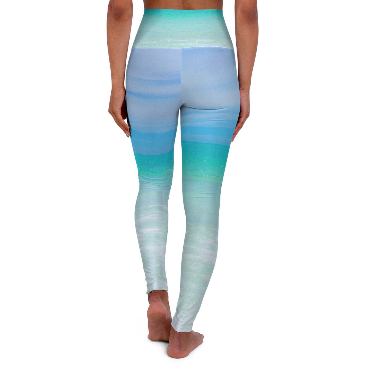 Blue Ocean Yoga Leggings, Ocean Inspired High Waisted, Women's Active Leggings, Workout Pants, Gym Bottoms, Yoga Clothing, Beachwear