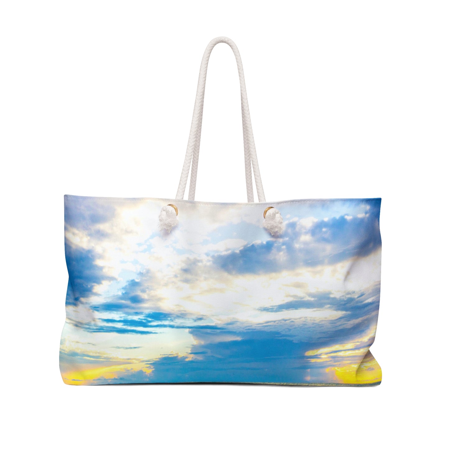 Sea Inspired Blue Weekender Bag |Wide-mouthed Blue Ocean Beach Tote with Rope Handles|